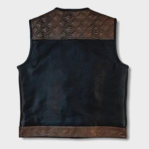 Chaleco de cuero con estampado paisley y acabado encerado marrón para hombre, estilo Hunt Club - Product Image 2