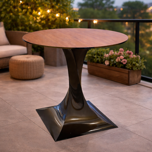 Mesa de Centro Redonda Contemporánea y Duradera con Tapa de Metal y Base de Pedestal de Metal Moderno, Muebles para el Hogar - Product Image 1