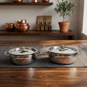 Premium Stainless Steel Hand-Hammered <b>Casserole</b> Set for Home & Wedding Table Decor Kitchenware Cooking Pots With <b>Pumpkin</b> Lids - Product Image 4