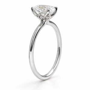 Classic Moissanite <b>Solitaire</b> <b>Ring</b> Round Brilliant Cut Prong Setting Women's Engagement Band 925 <b>Silver</b> Fine Jewelry - Product Image 1