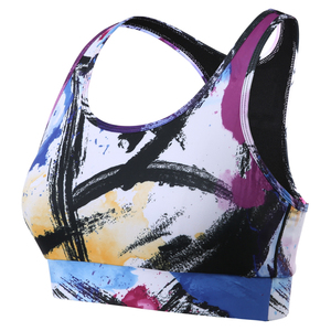 Sublimation Print Breathable Plus Size High Support Racerback Yoga Bra Quick Dry Lightweight Spandex/Polyester Rhinestone - Product Image 2