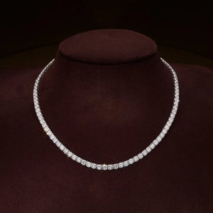 Collier tennis en diamant de laboratoire rond brillant certifié VVS VVS de couleur DEF, en argent sterling 925 et or massif 18 carats, idéal pour les fiançailles - Product Image 3
