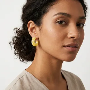 Pendientes de Aro Pequeños y Modernos de Resina con Efecto Mármol de Colores Shan India, Ligeros, con Diseño Circular, para Uso Diario/Fiestas, Unisex - Product Image 2