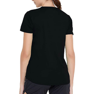 Women's Black Crew Neck <b>T</b>-<b>Shirt</b> Short Sleeve Regular Fit 100% Polyester Quick Dry Solid Color Casual All Seasons Wear - Product Image 3