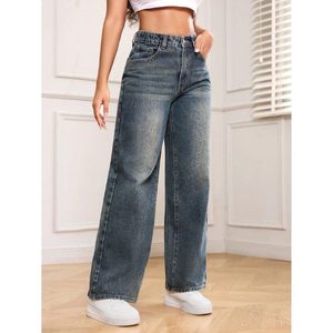 Vaqueros de Cintura Alta y Pierna Ancha de Estilo Vintage en Verde para Mujer, Transpirables, Ecológicos, Ligeros y Cómodos para Usar Todo el Día en Verano y Otoño - Product Image 2
