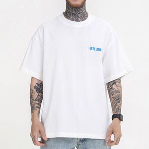 เสื้อยืดโอเวอร์ไซส์สีดำสำหรับผู้ชาย EFEELING แขนสั้น คอกลม พิมพ์ลายตัวอักษรด้านหลัง ดีไซน์ลำลอง ผ้าฝ้ายเจอร์ซีย์ 100% ทรงพอดีตัว - Product Image 2