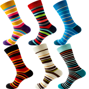 Wholesale Socks Men's Crew Socks Striped Colorful Breathable Knitted Daily Wear Spring Style - Product Image 2