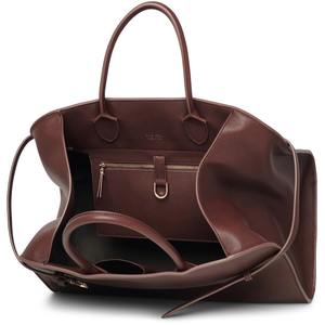 Bolso de Hombro de Cuero Genuino de Primera Calidad para Mujer, Elegante Bolso Tote Color Borgoña, Dos Correas, Estilo Casual - Product Image 5