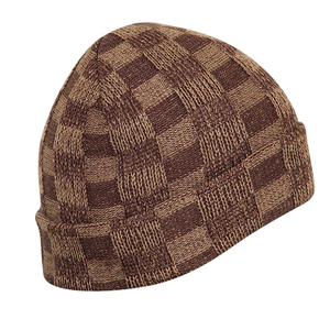 Gorro de punto a cuadros 100% acrílico unisex, gorro de invierno con diseño a cuadros, talla adulto 56-58 cm, estilo casual. - Product Image 2