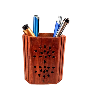 Porte-stylos en bois, fournitures scolaires, porte-crayons en bois de qualité supérieure, 2 pièces, forme ronde et hexagonale - Product Image 5