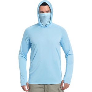 Best Selling <b>Men</b> Orange Long Sleeve Hooded UPF 50 Fishing <b>Shirt</b> Pullover Face Mask Anti UV Sun Protection Top Fishing Hoodie ODM - Product Image 4