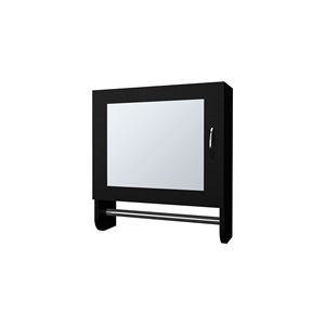 Armadietto da Bagno Nero con Specchio Integrato e Portasciugamani - Product Image 3