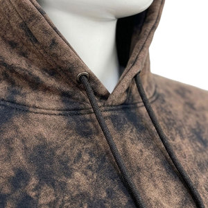 <b>Men's</b> <b>Tie</b>-Dye Hooded Fleece Pullover Sweatshirt Zipper Front Breathable Eco-Friendly Regular Fit Winter Casual Brown/<b>Black</b> - Product Image 3