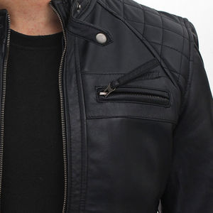Classic Men's Genuine Leather <b>Slim</b> <b>Fit</b> Winter <b>Jacket</b> with Zipper Closure Turn Collar Front Logo Quick Dry & Breathable - Product Image 5
