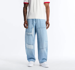 Factory Wholesale Designers Trendy Washed Long Pants <b>Stretch</b> Trouser <b>Mens</b> Ripped Denim Wide Leg Fit Jeans - Product Image 1