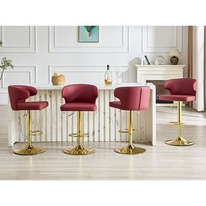 Taburete de Bar Moderno de Cuero PU, Silla Giratoria Ajustable con Respaldo para Cocina, Barra, Comedor - Product Image 4
