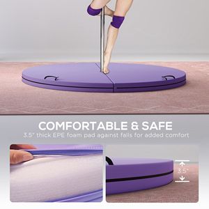 Tappetino Pieghevole da Ginnastica Viola Spesso 5 cm per Allenamento di Danza e Protezione Palo, con Maniglie per il Trasporto, Tappetino Antiurto in Schiuma EPE - Product Image 5