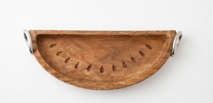 Wholesale <b>Fruit</b> Theme Wooden Serving Tray Natural Mango Wood Semicircle Decorative Platter Featuring Carved <b>Seeds</b> and Ergonomic - Product Image 2