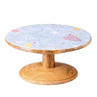 Ronde Caketribune Emaille Afwerking Voor Beste Kwaliteit Houten Cup Cakeserver Stand Voor Tafeldecoratie Taartstandaard