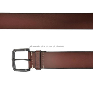 Ceinture décontractée en cuir véritable de qualité supérieure, fabriquée à la main pour hommes, avec boucle à ardillon simple en laiton massif - Product Image 1