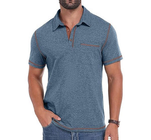 Men's 100% Cotton Anti-Wrinkle Knitted Short Sleeve for Shirts Casual Summer <b>Classic</b> Collared Golf Shirt with Pocket - Product Image 2