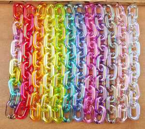 Maillons de chaîne en acrylique arc-en-ciel, en plastique à maillons ouverts, en résine, accessoire DIY, sangle de sac irisée, breloque pour coque de téléphone, fourniture artisanale - Product Image 1