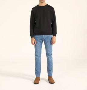 Sweat-shirts classiques en molleton noir, coupe décontractée, de haute qualité, couleur noire unie, manches longues, pour l'hiver - Product Image 6