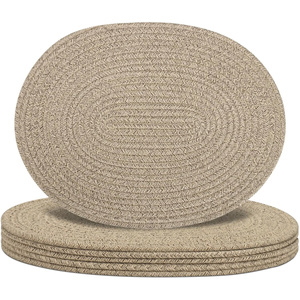 Round Jute <b>Placemats</b> Woven Braided Place Mats Custom Vintage Table <b>Placemats</b> Rustic Non-Slip Straw Mats For Tableware - Product Image 4