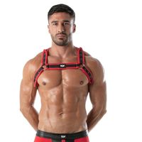 Harnais de poitrine en dentelle respirant réglable en similicuir blanc pour homme, style Kinky Bulldog, pour clubwear et fétichisme, grandes tailles