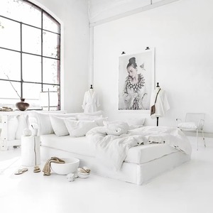 Linen Flat Sheet Solid <b>Pink</b> Wabi Sabi Style Breathable Home Bedding Adults All Season Bedding Sets - Product Image 2