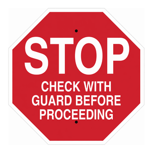 Panneau de signalisation routière Brady STOP Check Guard Before Proceeding pour les zones de travail industrielles - Product Image 1