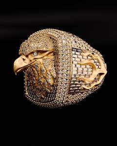 Gold Plated <b>Iced</b> Out Eagle Moissanite Pave Setting Statement <b>Ring</b> Gift for Men - Product Image 4