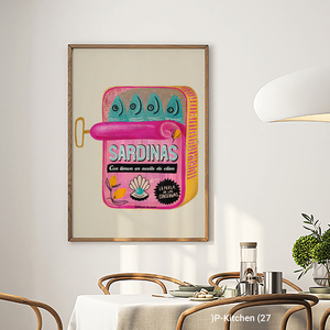 Decoración festiva para pared, ilustración de póster vintage de sardinas y mariscos, impresión artística retro para decoración de pared de cocina - Product Image 2