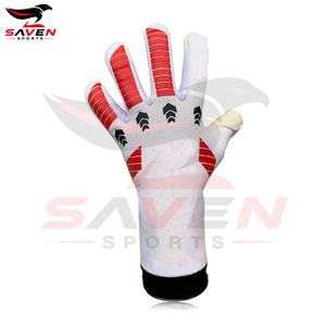 Gants de gardien de but de football blancs et rouges en PU, à doigts complets, antidérapants, avec sangle de poignet réglable, respirants, équipement sportif unisexe - Product Image 3
