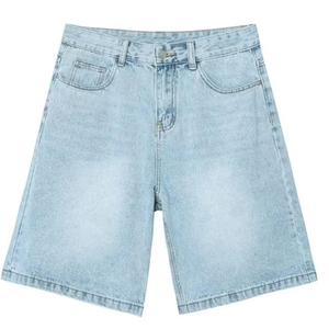 Acid Wash Denim Jorts Men Women Streetwear Loose Fit Vintage Cotton Custom OEM <b>Shorts</b> - Product Image 1