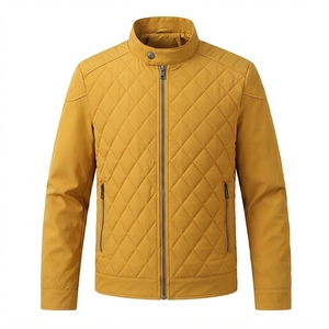 Men's <b>Quilted</b> Nylon Style Bomber <b>Jacket</b> Diamond <b>Pattern</b> Full Zip Casual Wear - Product Image 1