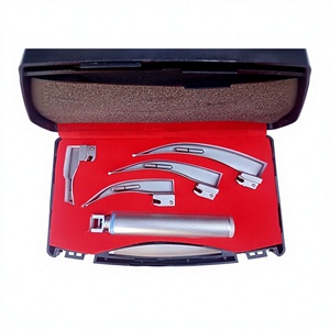 Reusable Veterinary Macintosh Laryngoscope 4 Curved Blades Set Stainless Steel Electric CE Certified Diagnostic Equipment - Product Image 1