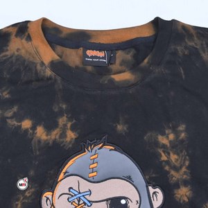 <b>Men</b> Black Tie-Dye Cartoon Gorilla Print Short Sleeve Cotton T-Shirts Regular Fit O-Neck Casual Style with Custom Design and Logo - Product Image 5