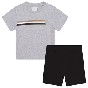 Men's Solid Color Knitted Casual Shorts Plain Dyed Wear Customized Logo Design Printed T-Shirt Shorts <b>Set</b> Factory-Made Sum - Product Image 1