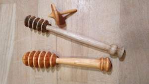 Cuchara de madera para servir, diseño de cabezales múltiples rodantes, para cuidado corporal, cuchara de miel natural, tarro de miel, ecológica, chapada en oro rosa, larga - Product Image 2