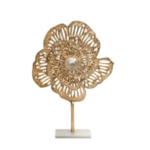 Escultura abstracta de pez dorado, figurita de lujo con acabado dorado, estatua de animal de metal, adorno sobre base de madera, arte de mesa, decoración del hogar, regalo. - Product Image 6