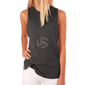 New High Quality Women's Tank <b>Top</b> Polyester Customizable Front Logo Breathable Quick Dry Sleeveless Gym Wear - Product Image 5