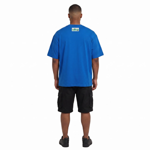 T-shirt à manches courtes pour homme, imprimé graphique surdimensionné, bleu Mixed Emotion, streetwear, 100% coton, mélange de spandex, 320g - Product Image 2