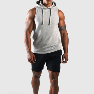 OEM Custom Men's Sleeveless <b>Workout</b> Tank Top Breathable Knitted Cotton/Polyester 180g Gym Training Vest Casual Fitness <b>Hoodie</b> - Product Image 3