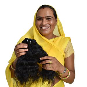 Vente en gros 100% Naturel Remy Cheveux Cuticules Alignés Vierge Armure Noir Profond Ondulé Bundles Indian Temple Extensions de Cheveux Humains - Product Image 1