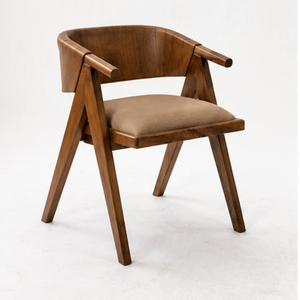 Chaise de salle à manger moderne en teck massif avec siège rembourré pour café, restaurant, hôtel, mobilier de salle à manger - Product Image 1
