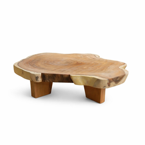 <b>Rustic</b> Organic Design Living Room Statement Premium Solid Suar Wood Unique Handmade Rania Cross Section <b>Coffee</b> <b>Table</b> Furniture - Product Image 1