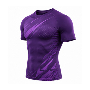 T-shirt de compression pour hommes en gros, extensible, respirant, pour la gym, le fitness, la course, l'entraînement sportif, couche de base athlétique, personnalisable OEM - Product Image 4