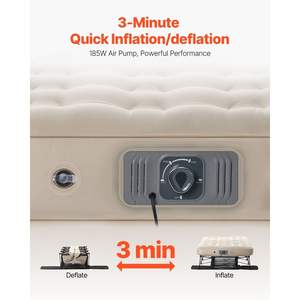Lit d'air pliable portable pour 2 personnes, lit de camping avec pompe intégrée, support de 600 livres pour les voyages en intérieur/extérieur, les invités, lit gonflable à souffler partout - Product Image 2