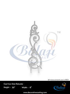 Barandilla de Escalera de Hierro Fundido Balaji, 30 Pulgadas de Altura, Diseño Tradicional, Montaje en el Suelo, Resistente al Óxido - Product Image 3